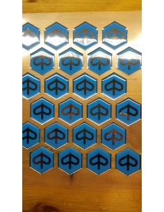 Emblema hexágono PIAGGIO 32mm resina adhesivo - Vespa